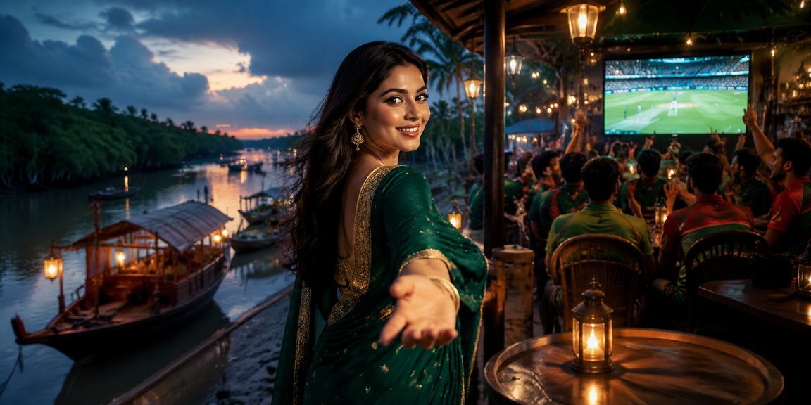 খুলনায় ক্রিকেট ম্যাচ অডস পর্যালোচনা করছেন বাংলাদেশি মডেল